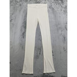 REVOLVE Weekend Stories Allister Rib Pant Womens L Cream Pull On Split Hems Luxe
